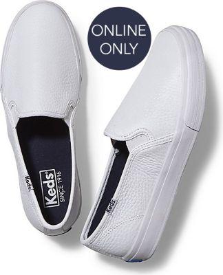 Keds Double Decker Tumbled Leather White, Size 6m Women Inchess Shoes