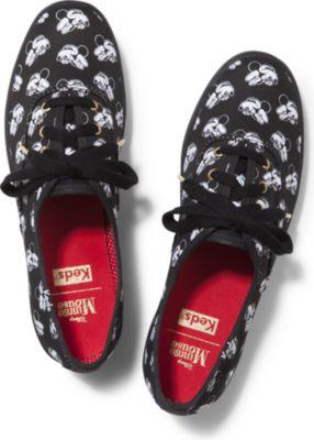 Keds X Minnie Mouse Champion Black Print Canvas, Size 4m Women Inchess Shoes
