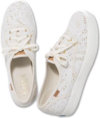 Keds Triple Emroidered Crochet Cream, Size 5m Women Inchess Shoes