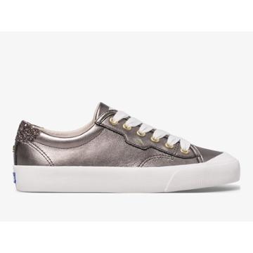 Keds X Kate Spade New York Crew Kick 75 Shimmer Leather Pewter, Size 9m Women Inchess Shoes