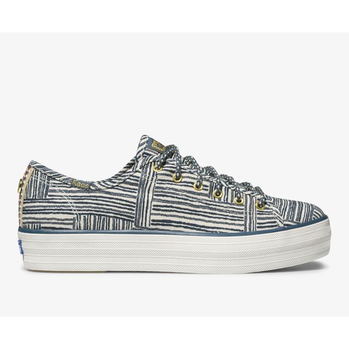 Keds X Jungalow Triple Kick Quinn Natural Blue, Size 7m Women Inchess Shoes