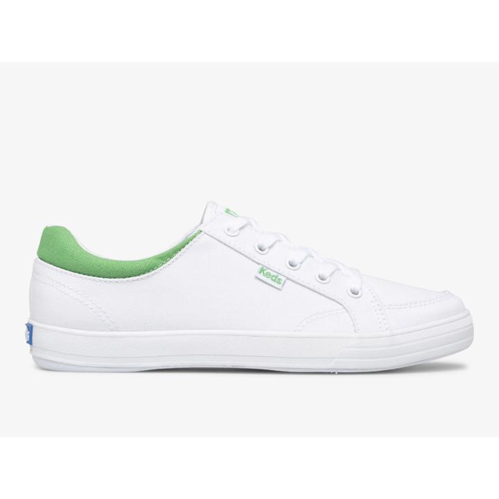 Keds Center Ii Canvas White Green, Size 7.5m Women Inchess Shoes