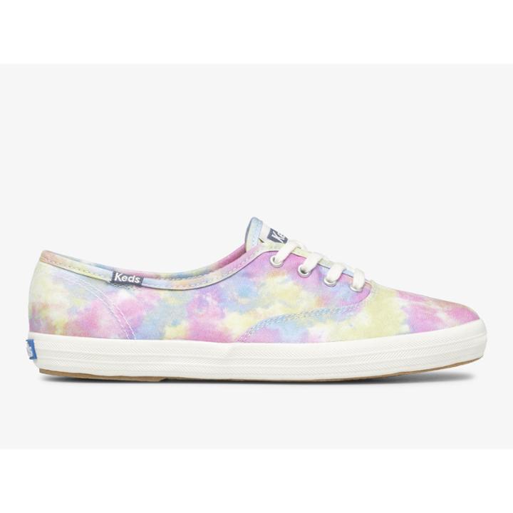 Keds Champion Canvas Tie Dye Pink Purple, Size 7m Women Inchess Shoes