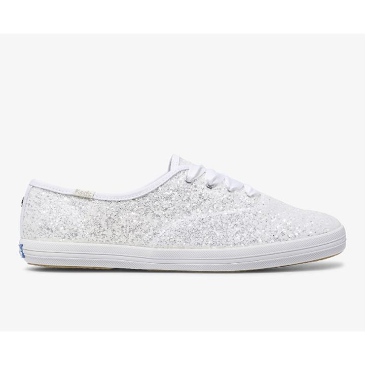 Keds X Kate Spade New York Champion Glitter White, Size 7m Women Inchess Shoes