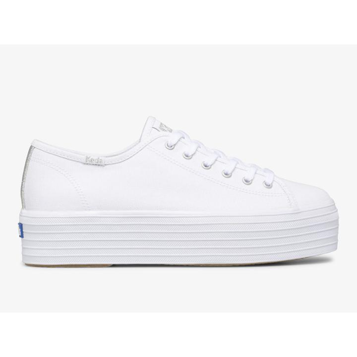 Keds Triple Up Canvas White, Size 6m Women Inchess Shoes