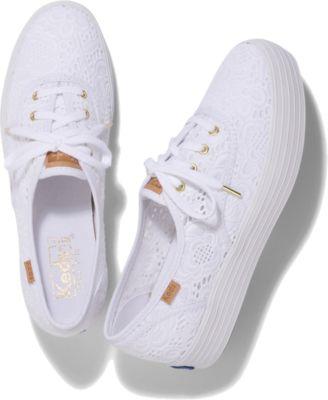 Keds Triple Emroidered Crochet White, Size 5m Women Inchess Shoes