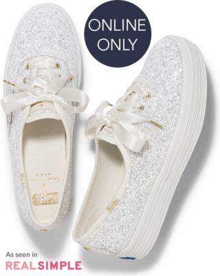 Keds X Kate Spade New York Triple Glitter Cream, Size 6.5m Women Inchess Shoes