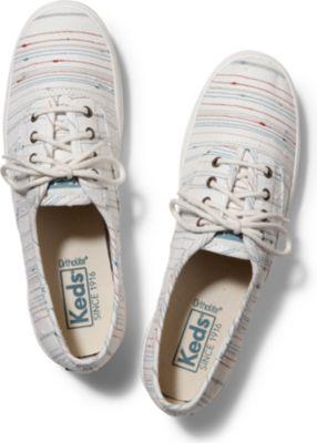 Keds Champion Slub Stripe Cream, Size 5m Women Inchess Shoes