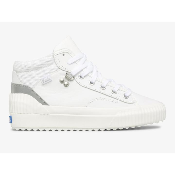 Keds Demi Trx Mid Leather White Silver, Size 11m Women Inchess Shoes