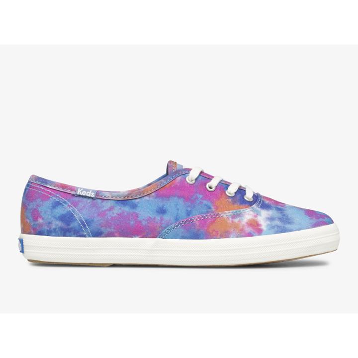 Keds Champion Canvas Tie Dye Blue Pink, Size 11m Women Inchess Shoes