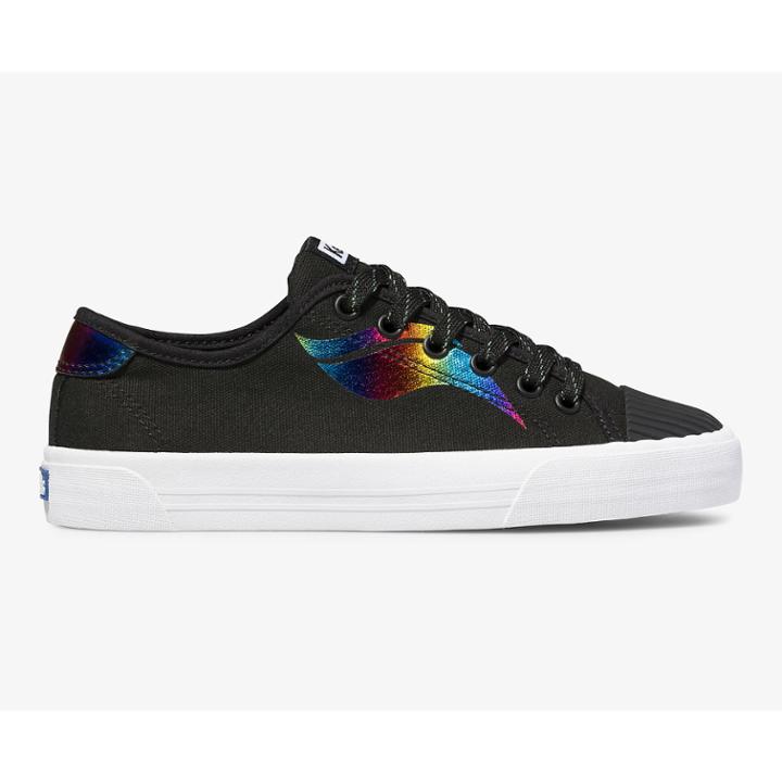 Keds Crew Kick Wave Canvas Black Multi, Size 7m Women Inchess Shoes