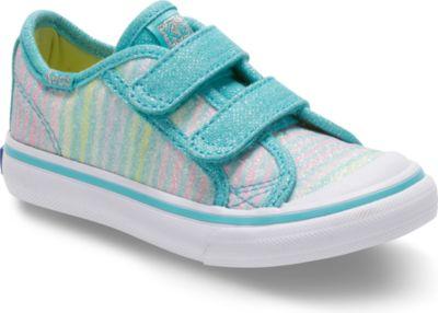 Keds Sugar Dip Glittery Hook & Loop Sneaker Turq Multi Stripe, Size W Keds Shoes