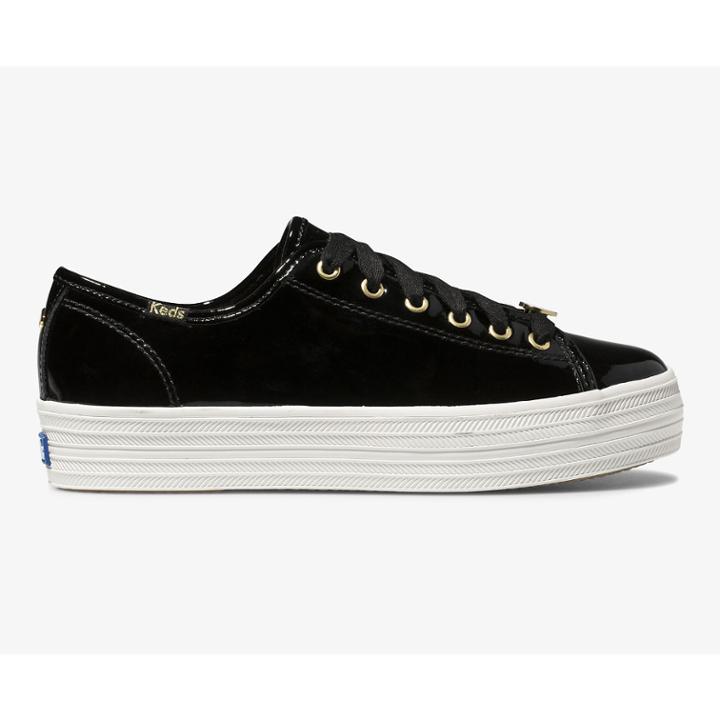 Keds X Kate Spade New York Triple Kick Patent Leather Black, Size 7.5m Women Inchess Shoes