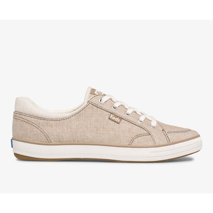 Keds Center Ii Chambray Stripe Walnut, Size 9.5m Women Inchess Shoes