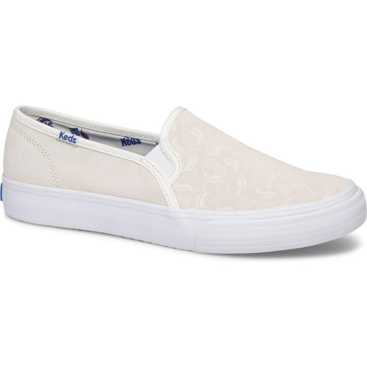 Keds Double Decker Suede Tossed Wave Logo Cream, Size 9m Women Inchess Shoes