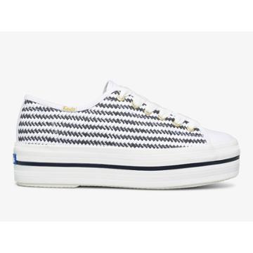 Keds X Kate Spade New York Triple Up Woven White Navy, Size 9m Women Inchess Shoes