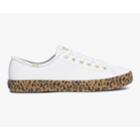 Keds Kickstart Leather Leopard Foxing White Tan, Size 6m Women Inchess Shoes