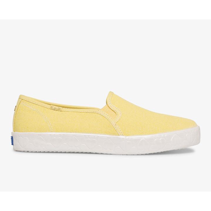 Keds X Kate Spade New York Double Decker Logo Foxing Canvas Yellow, Size 6m Women Inchess Shoes