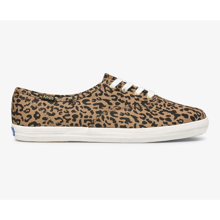 Keds Washable Champion Animal Brown Cheetah, Size 10m Women Inchess Shoes