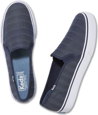 Keds Double Decker Eyelet Stripe Navy, Size 5m Women Inchess Shoes