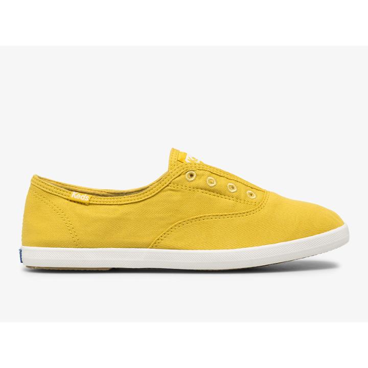 Keds Chillax Washable Feat. Organic Twill Yellow, Size 8m Women Inchess Shoes