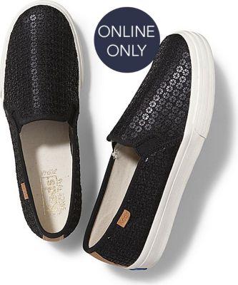Keds Double Decker Pinwheel Sequin Black, Size 5m Women Inchess Shoes