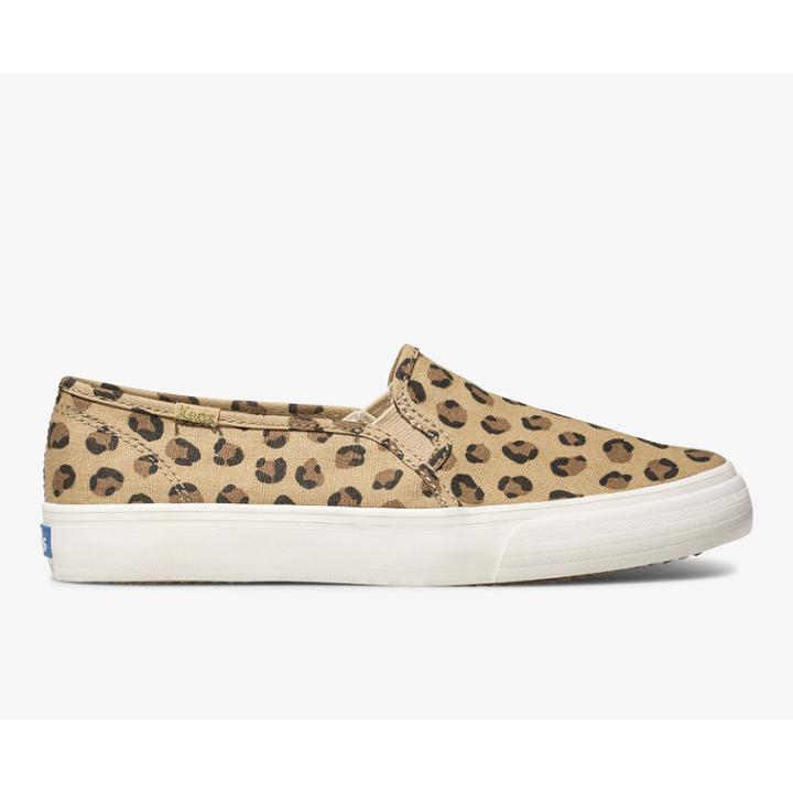 Keds Double Decker Leopard Tan Black, Size 10m Women Inchess Shoes