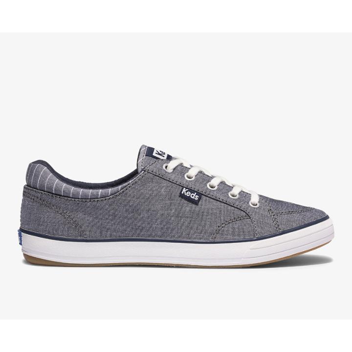 Keds Center Ll Chambray Stripe Navy, Size 7m Women Inchess Shoes