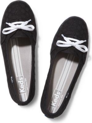 Keds Teacup Eyelet Black, Size 5m Women Inchess Shoes