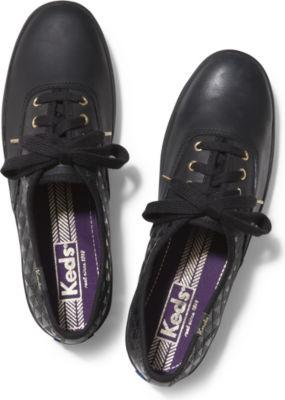 Keds Champion Embossed Leather Black Black
