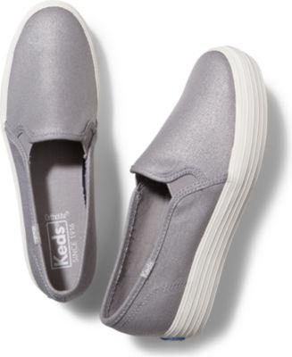 Keds Triple Decker Metallic Canvas Silver, Size 5m Women Inchess Shoes