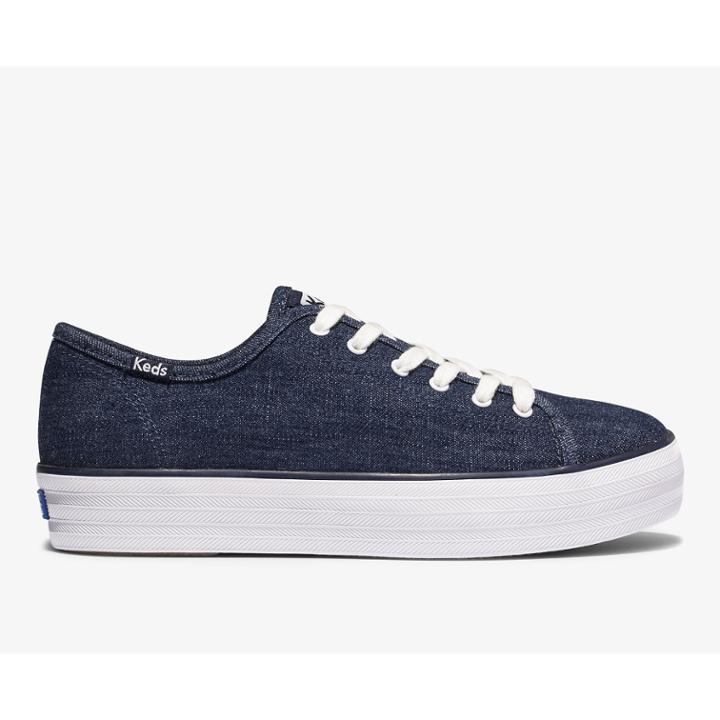 Keds Triple Kick Eco Denim Indigo, Size 9m Women Inchess Shoes