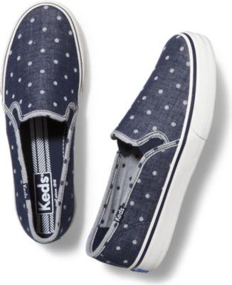 Keds Double Decker Chambray Dot Navy, Size 5m Women Inchess Shoes