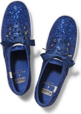 Keds X Kate Spade New York Champion Glitter. Keds Blue Glitter, Size 5m Women Inchess Shoes