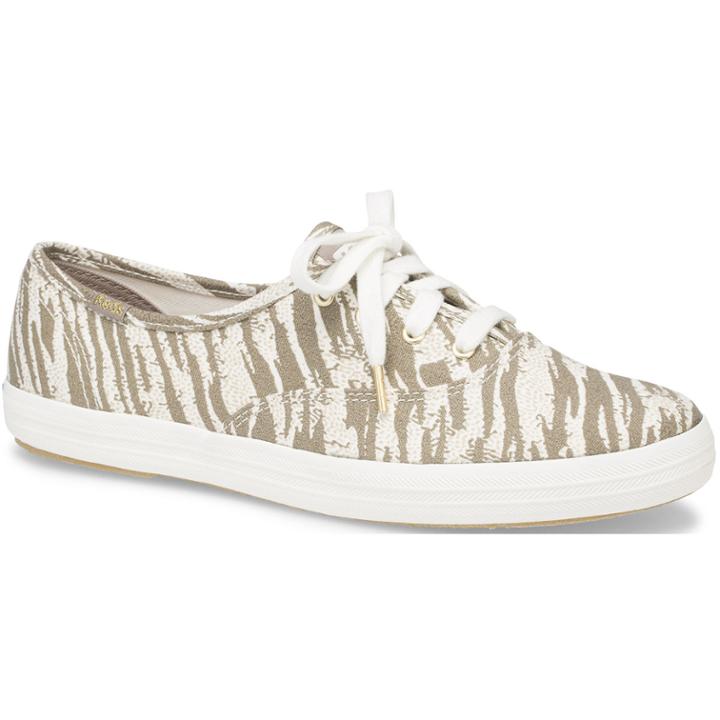 Keds Washable Champion Animal Cream Tiger, Size 9m Women Inchess Shoes