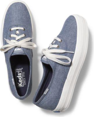 Keds Triple Chambray Dark Blue, Size 5m Women Inchess Shoes