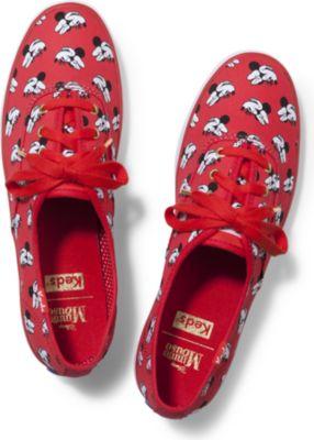 Keds X Minnie Mouse Champion Red Print Canvas, Size 4m Women Inchess Shoes