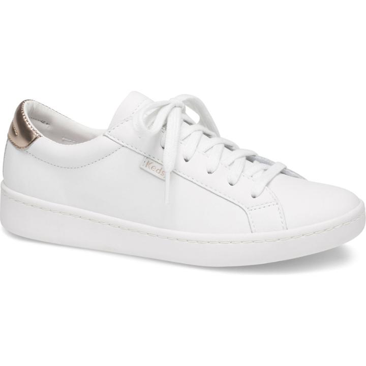Keds Ace Leather. White Rose Gold, Size 9.5m Women Inchess Shoes