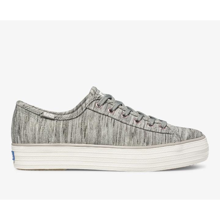 Keds Triple Kick Heathered Stripe Knit Grey, Size 9.5m Women Inchess Shoes