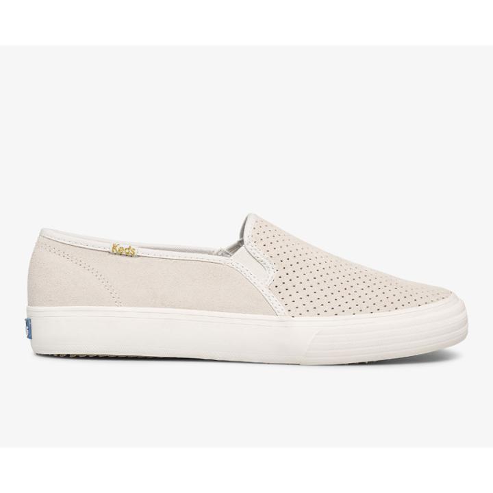 Keds Double Decker Perf Suede Snow White, Size 10m Women Inchess Shoes