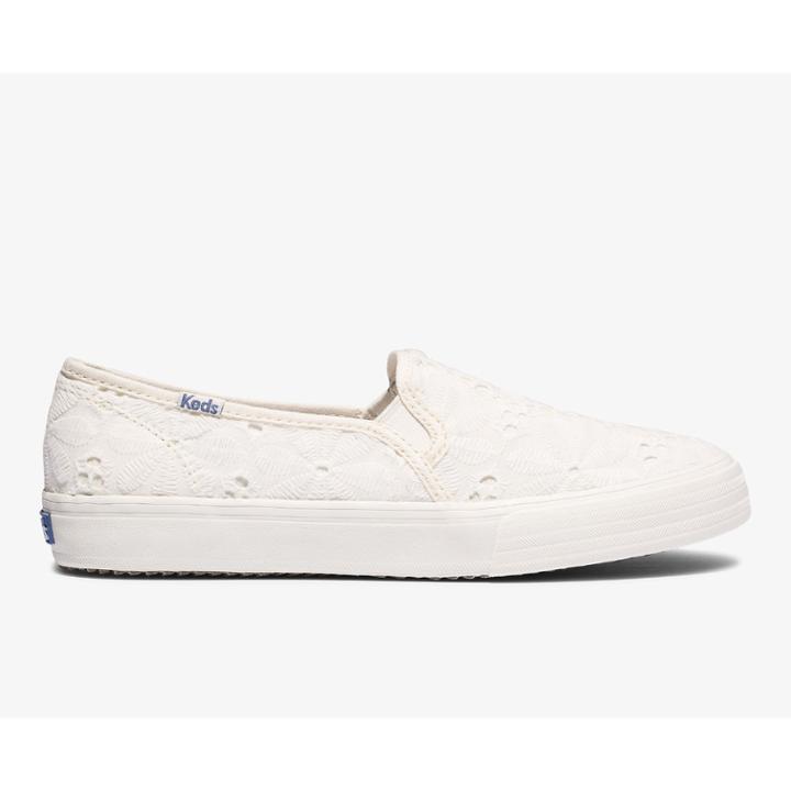 Keds Double Decker Eyelet Snow White, Size 9m Women Inchess Shoes
