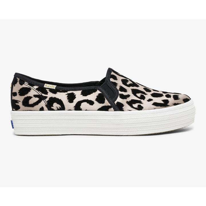 Keds X Kate Spade New York Triple Decker Flocked Leopard Leopard, Size 9.5m Women Inchess Shoes