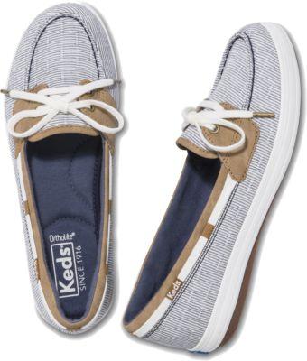 Keds Glimmer Blue Railroad Stripe, Size 5m Women Inchess Shoes