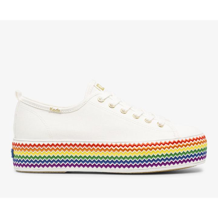 Keds Triple Up Jute Feat. Organic Cotton White Multi, Size 9m Women Inchess Shoes