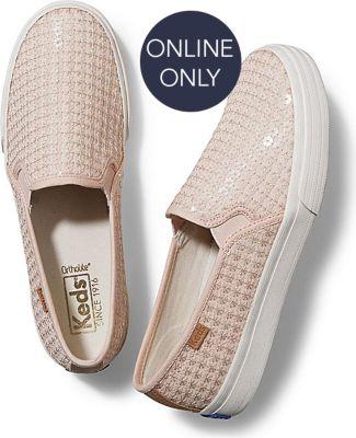 Keds Double Decker Pinwheel Sequin Pale Peach, Size 5.5m Women Inchess Shoes