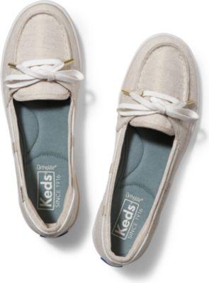 Keds Glimmer Lurex Canvas Natural Gold, Size 5m Women Inchess Shoes