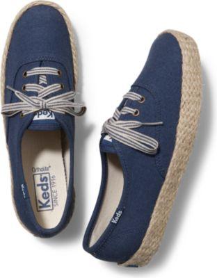 Keds Champion Salt Wash Jute Navy, Size 5m Women Inchess Shoes