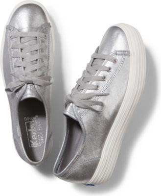 Keds Triple Kick Metallic Suede Silver, Size 6m Women Inchess Shoes
