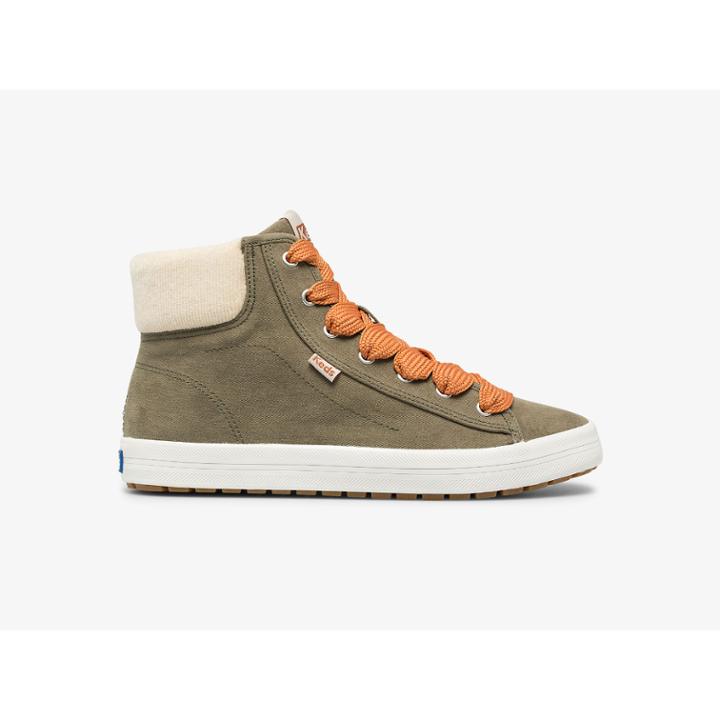 Keds Kickstart Hi Trx Soft Twill Olive, Size 7m Women Inchess Shoes