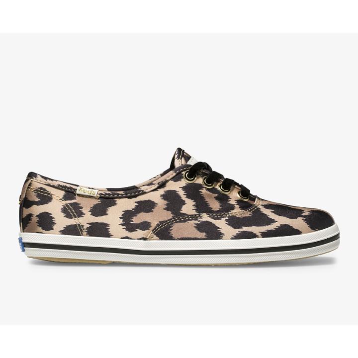 Keds X Kate Spade New York Champion Leopard Satin Tan Multi, Size 9.5m Women Inchess Shoes